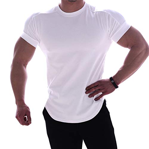 Mens Muscle Cotton Lightweight Workout Short Sleeve T-Shirts Gym Sweat Tee T24