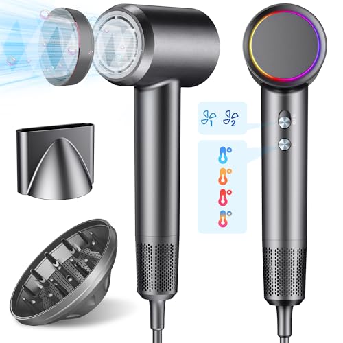 Nudwis Hair Dryer with Diffuser,130000 RPM High Speed Blow Dryer,Professional