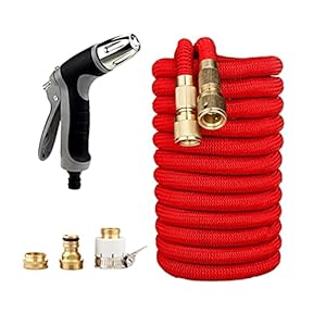 Tuinslang Uitbreidbare Flexibele Tuin Waterslang Water Hogedruk Car Wash Sproeierslang Voor Gieterijen Thuis Tuin (Color : Red suit, Lengh : 50ft)