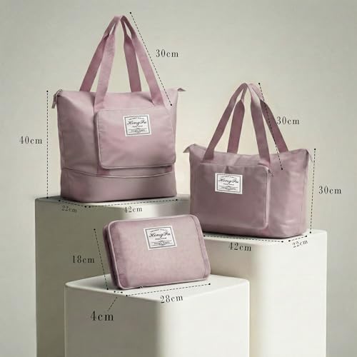 Image of CLAPONE 41 Litre Expandable Nylon Travel Bags for Women /Duffle Bags for Women Luggage /Foldable Vanity Travelling Handbags /Waterproof Hand Bag for Ladies Personal Items (Pink Duffle Bag)