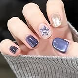 [ALLEVG]ネイルチップ 30枚入マグネットタイプ ショート 春夏 付け爪 マグネットネイル 猫目石 人気 和風 かわいい シンプル おしゃれ 成人式 入学式 卒業式 結婚式 パーティー 花嫁ネイル 秋冬 (color8)