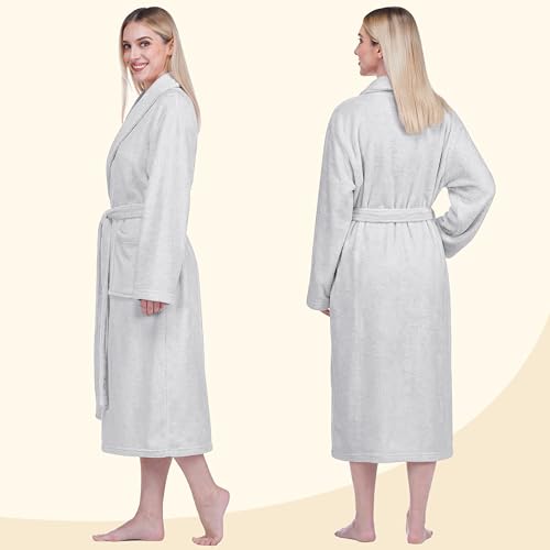Image of PAVILIA Womens Robe Fleece Plush Soft, Fluffy Fuzzy Cozy Warm Bathrobe, Shower Spa House Long Robe for Women