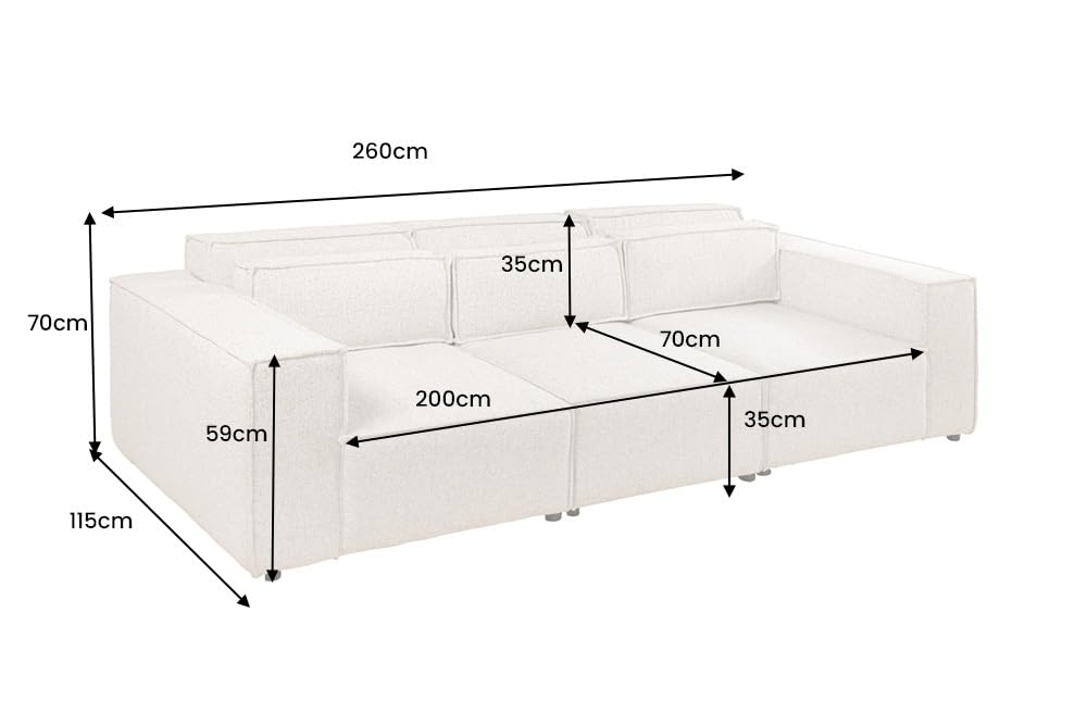 Riess Ambiente 3-Sitzer Sofa Bossa NOVA - 260cm - beige Ocean - Strukturstoff - Couch