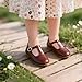 Chubby Feet Girls T-Strap Shoes | Square Toe for Wide Feet | Party & Dress Toddler Kid(AF318 Toddler,Brown/10M- 6.9 inch/17.7 cm Sole Length | Ages 5-7 Years)