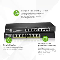 Zyxel Netzwerk PoE Switch 8 Port | Smart Managed Gigabit LAN Splitter | 8x GbE PoE+ mit 60W Budget | Lüfterlos Design | Hybrid Cloud Modus | Desktop oder Wand Montage, Kit im Lieferumfang | GS1915-8HP – Ansicht 3