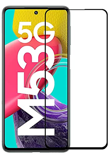 Image of VZZR?'s D+ / 11D Tempered Glass for Samsung Galaxy M53 5G - Edge to Edge, 9H, 2.5D, 0.3mm, Full Glue, Full HD, Cover /Case Friendly Anti Scratch Screen Protector Guard with Easy Installation Kit