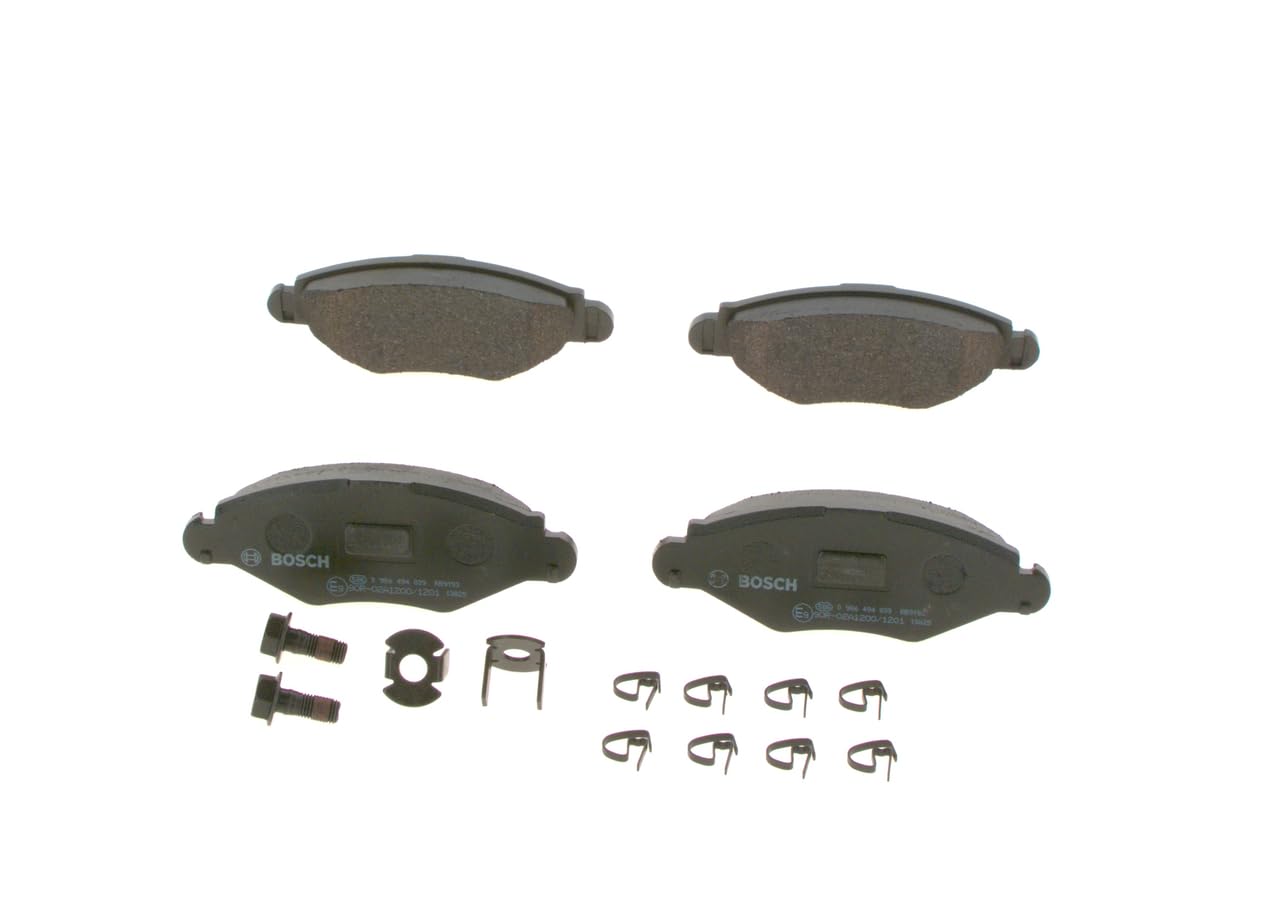 Bosch BP376 - Plaquettes de Frein Avant pour Voiture - Qualité Bosch - Réduction du Bruit et de la Poussière - Certifié ECE-R90 - Sans Cuivre - Jeu de 4 Plaquettes - Avec Accessoires