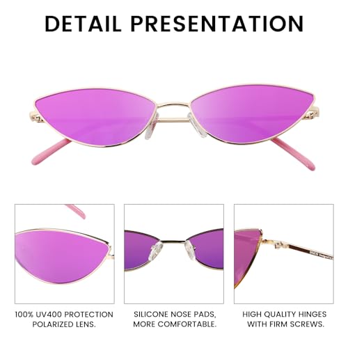 DUCO Vintage Oval Sunglasses for Women Small Triangle Polarized Sun Glasses Metal Frame and UV Protection W0193