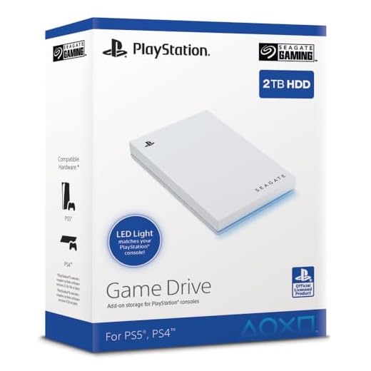 Seagate Game Drive PS4/PS5, 2TB, tragbare externe Festplatte, 2.5 Zoll, USB 3.0, weiß, LED blau, inkl. 2 Wochen Playstation+, STLV2000202
