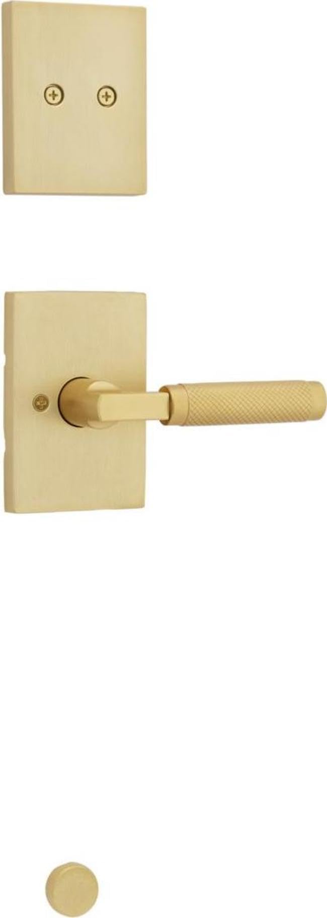 Kwikset Satin Brass 973Pvlrct Prava Lever Dummy Interior Pack With Rectangle Rose For Handlesets