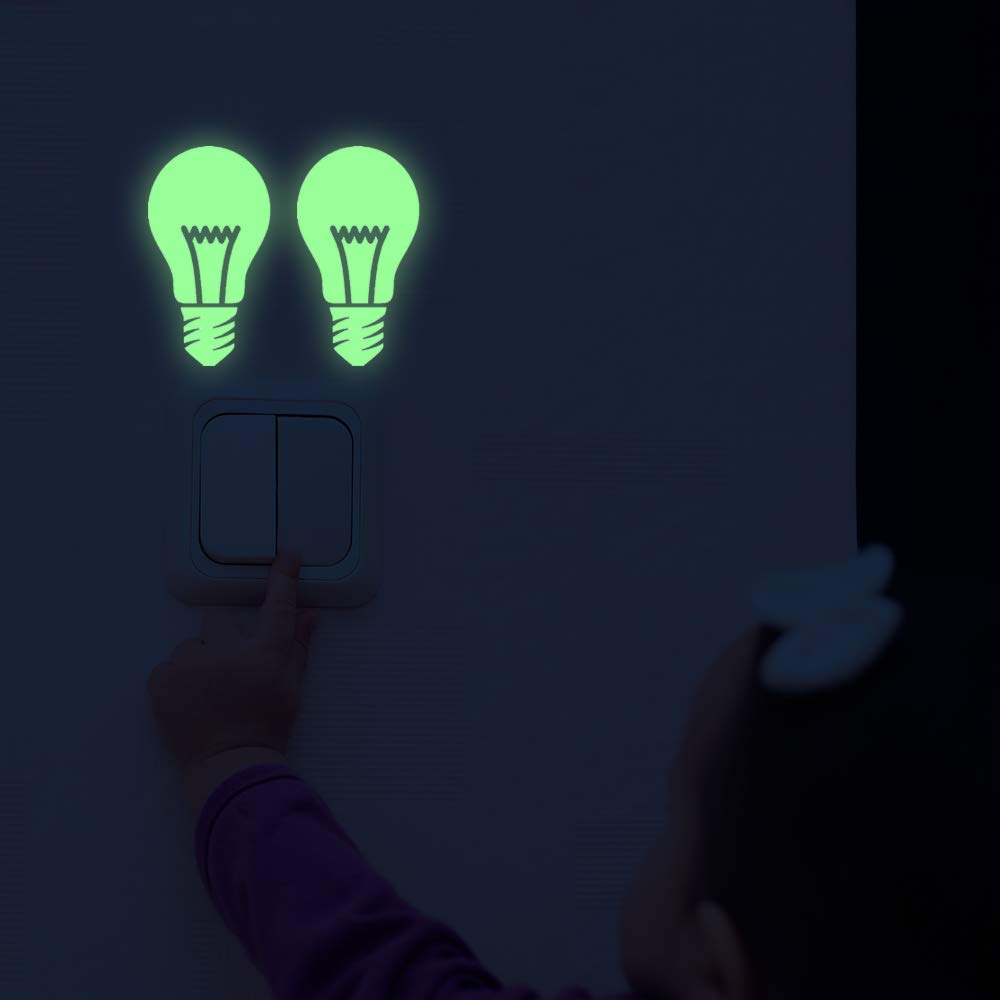 Autocollants Ampoules Phosphorescentes 20x20 Cm – Stickers Lumineux Pour Chambre, Déco Nocturne – 2 Pièces