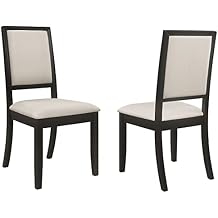 Coaster Home Furnishings - Louise - Upholstered Wood Dining Side Chairs - High Backs, Padded Seats - Dining Room, Kitchen - Set of 2 - Cream & Black - 101562