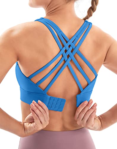 Image of Sports Bras for Women High Support Large Bust Strappy Workout Tanks Tops | High Impact, Soft Breathable Fabric, Removable Pads, Wireless Comfort, Hook & Eye Closure, Running, Gym, Yoga, Daily