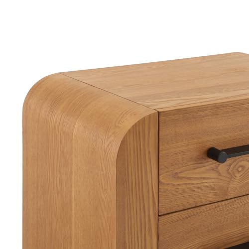 Christopher Knight Home Rulor Modern Nightstand with Drawers, Bedroom Wood Nightstand with Metal Handles, Modern Bedside Table with Drawers, Wooden End Table with Storage, Natural - Image 6
