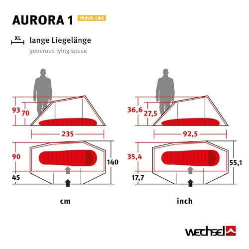 Wechsel Trekkingzelt Aurora für 1 Person Ideal für Camping und Outdoor