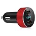 Dual USB Car Charger,4.8A Output,Cigarette Lighter Voltage Meter Compatible for Apple iPhone,iPad,Samsung Galaxy,LG,Google Nexus,USB Charging Devices,Red
