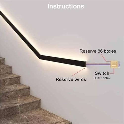 LED Motion Sensor Stair Lights - Wall-Mounted Indoor/Outdoor Stair Illumination with Railings - 110in Neutral Light for Porch and Entrance Safety