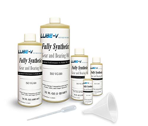 Lube-V Full Synthetic ISO 680 Gear Bearing Oil Lube, Compare-as Mobil SHC 636 (1 Quart)