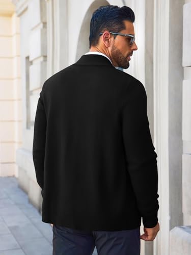 Yousify Mens Cardigan Sweater Full Zip Cable Knitted Stand Collar Cardigan Casual Long Sleeve Sweaters4