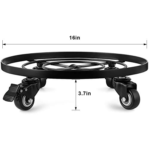 Amagabeli 16" Metal Plant Caddy Heavy Duty Iron Potted Plant Stand With Wheels Round Flower Pot Rack On Roller Dolly Holder Mover Indoor Outdoor Planter Trolley Casters Brakes Rolling Tray Bg1721 #TOP1