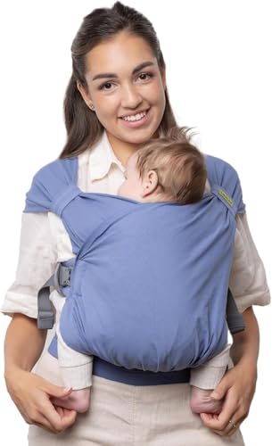Boba Bliss Portabebés Recién Nacidos y Niños Pequeños, Mochila Portabebés Ergonómica, Fular Portabebé 2 en 1, Canguro para Bebé sin Ataduras, Fular Portabebé Suave y Elástico, 3 15kg (Vintage Blue)