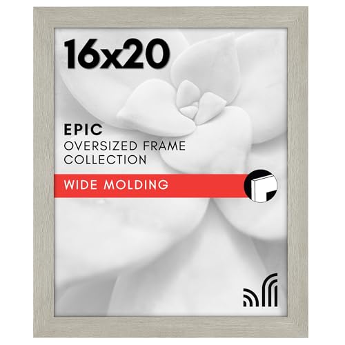 Americanflat 16x20 Picture Frame with Polished Plexiglass - Wide Picture Frames Made of Engineered Wood for Vertical or Horizontal Wall Display - Epic Collection - Grey