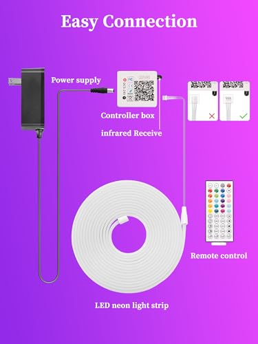 20FT Neon Rope Lights App Remote Music Sync for Indoor Decor - image 5