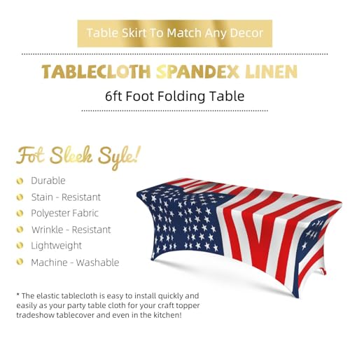Housse de table extensible rectangulaire motif drapeau américain 1,8m - 6