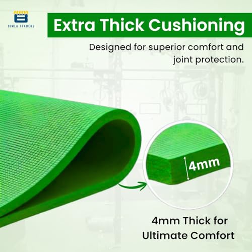 Image of Btag Premium TPE Yoga Mat for Women & Men | Anti-Slip Exercise & Gym Mat for Home Workouts | Lightweight & Durable | 4 mm (Green)