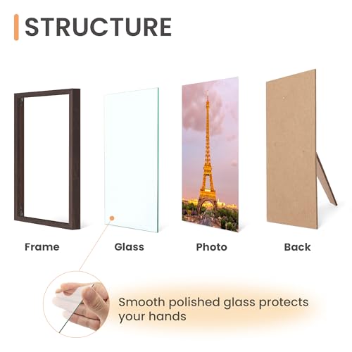 Image of upsimples 5x7 Picture Frame Glass, Thin Border, Brown Photo Frames, 3 Pack | Small Picture Frames, Fit 5 x 7 Photos for Family, Baby, Wall and Tabletop Display, Home Decor for Mother's Day, Christmas
