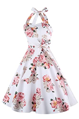 Topdress Women'sVintage Polka Audrey Dress 1950s Halter Retro Cocktail Dress - Image 6