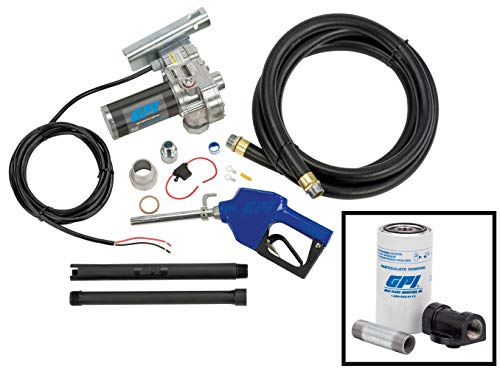 Gpi M-180S Fuel Transfer Pump With Filter Kit, 18 Gpm, 12-Vdc, Automatic Shut-Off Nozzle, 12' Hose, 18' Power Cord (110612-02) #TOP2