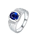 ♥ MATERIAL: Elegant gefertigt aus 18 Karat Weißgold für einen satten Ton und brillanten Glanz. Stein: Saphir / Diamant, funkeln Sie für immer und sorgen Sie sich nicht, dass die Steine ​​abfallen, da wir hervorragende Inlay-Verarbeitung verwenden.