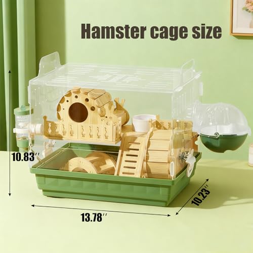 EatnMgan Acrylic Hamster Cage,Small Animal Houses&Habitats with Accessories,Hamster Enclosure with Stairs,Clear Pet Mice House,For Dwarf Gerbil,Dwarf Hamster,Pet Mice(Green,13.78"L*10.23"W*10.83"H) by EatnMgan - Used condition - Image 5
