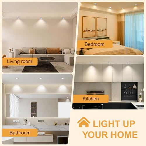Aulaiyi LED Einbaustrahler 230V Dimmbar 68mm 5.5W IP44 LED Spots Ultra Flach Deckenspots 45° Schwenkbar Einbauleuchten Warmweiß Neutralweiß Kaltweiß Einbauspots für Bad Wohnzimmer, Nickel 6er Set