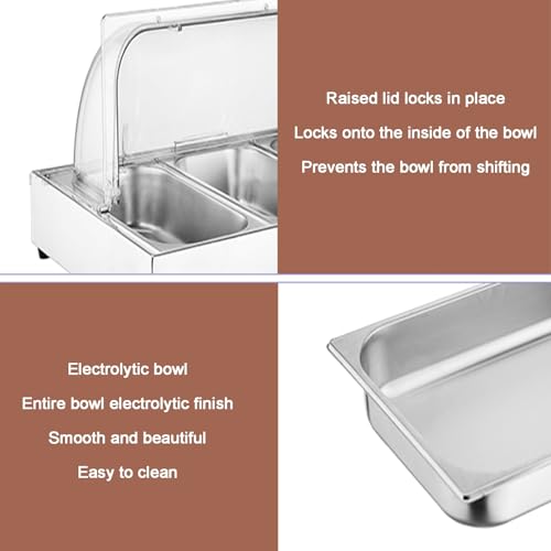 Bandeja transparente para servir alimentos con tapa enrollable, contenedor de exhibición de buffet de mariscos, plato de servir frutas y aperitivos para fiestas, color negro, 4 cm, diseño de 2