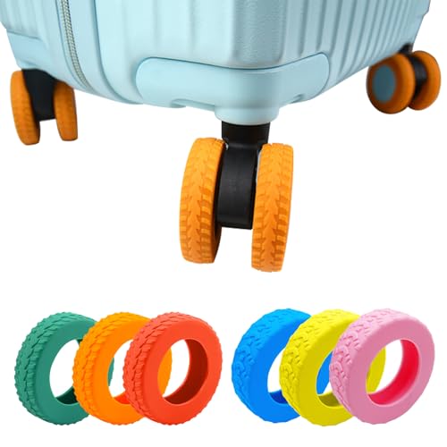 MUWINC Housses de Protection Silicone pour Roues de Valise - 8 Pièces Roue de Valises Roulette Protection, Largeur Latérale 10 mm, Réduction de Bruit...