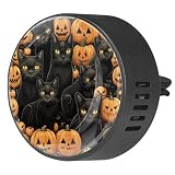 Impresión, 2 paquetes de ambientador de aromaterapia para coche, Halloween, gato, calabaza, difusor de aceite esencial, decoración de clip de ventilación