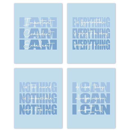 TLESKE Blue Inspirational Room Decor Posters Prints Unframed Set ...