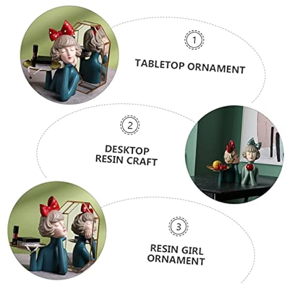 Warmhm 1 St Förvaringsprydnader Kontorsskrivbordsdekorationer Harts Bricka Byrå Dekor Prydnadsbricka Smycken Display Bricka Harts Flicka Figurin Kreativ Flicka Skrivbord Prydnad Harts