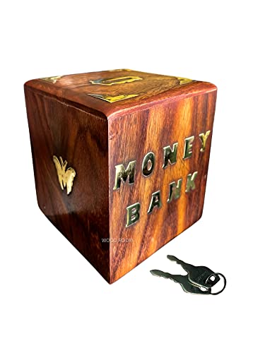 WOOD ROOM Handmade Wooden Square Shape/Money Bank/Piggy Bank/Coin Box Size - 4x4 Inches (B0BL7KC1T8) Amazon Price History, Amazon Price Tracker