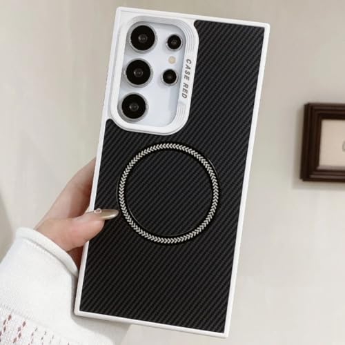 Étui en cuir antichoc Galaxy S25 Plus avec coque de chargement sans fil magnétique noir