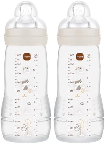 MAM Easy Active Bottles | 2 Pack (2 x 330ml) | Fast Flow MAM Teat...
