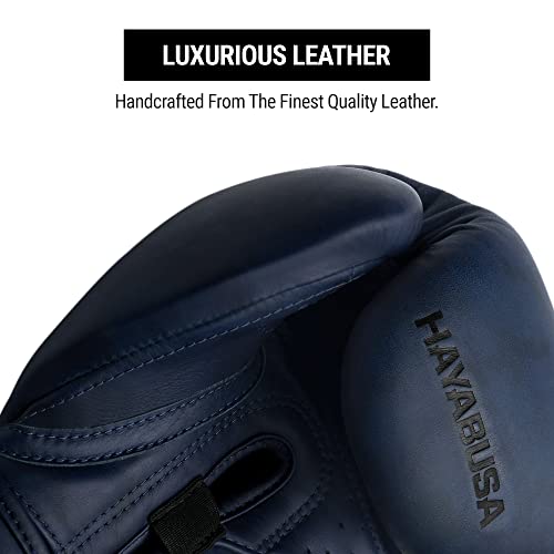 Image of Hayabusa T3 LX Leather Boxing Gloves Men and Women for Training Sparring Heavy Bag and Mitt Work - Indigo, 14oz