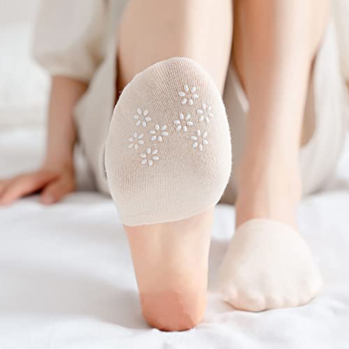 Image of 5 Pairs Non Skid Toe Topper Socks Toe Liner Half Socks No Show Socks Toe Cover Socks No Slip Invisible Socks for Women Nude color