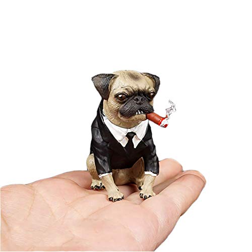 ZSMD 1/6 Maßstab Anzug Hund Simulation Haustier Hund Men in Black Leder Mops Modell Szene Requisiten Charakter Modell-Kind-Geschenk-Spielwaren Cover