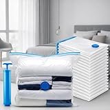 Kit 10 Sacos a Vácuo 50x60 para Roupas com Bomba Manual – Organizadores de Viagem e Armazenamento, Comprime até 3x o Espaço, Reutilizáveis e Impermeáveis – Ideal para Mala, Roupas, Cobertores