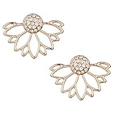 Lotus Studs Ear Crawler Earrings Cuff Climber Ear Wrap Pin Vine Pierced Charms Rhinestone Clip On Jewelry Golden Plated