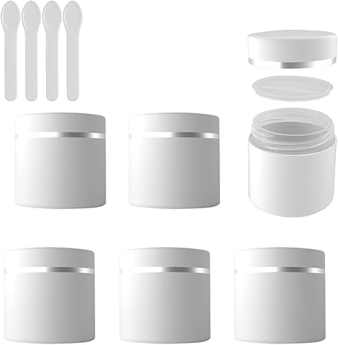 FLYIODFCXV cosmetic jar, Pack of 24, Empty 50 ml Double Wall Frosted White Plastic Cosmetic Jars with Silver Edge(100ml)