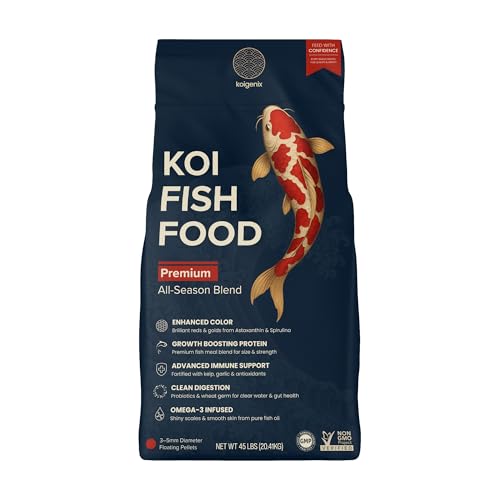 Koi Fish Food (45lb) - Growth & Color Formula, High Protein Pellets
